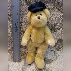 Ty Teddy Bear fully movable articulated with blue hat creamy tan white pads 1993